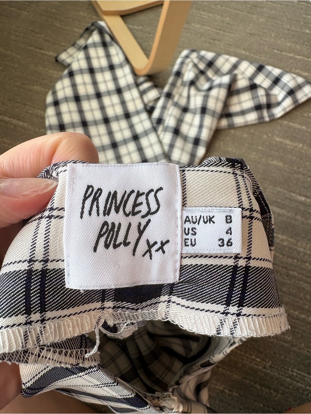 Princess Polly Black & White Plaid Wide-Leg Pants - Picture 3 of 3